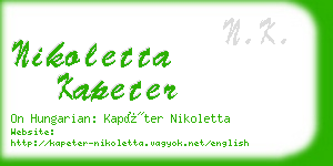 nikoletta kapeter business card